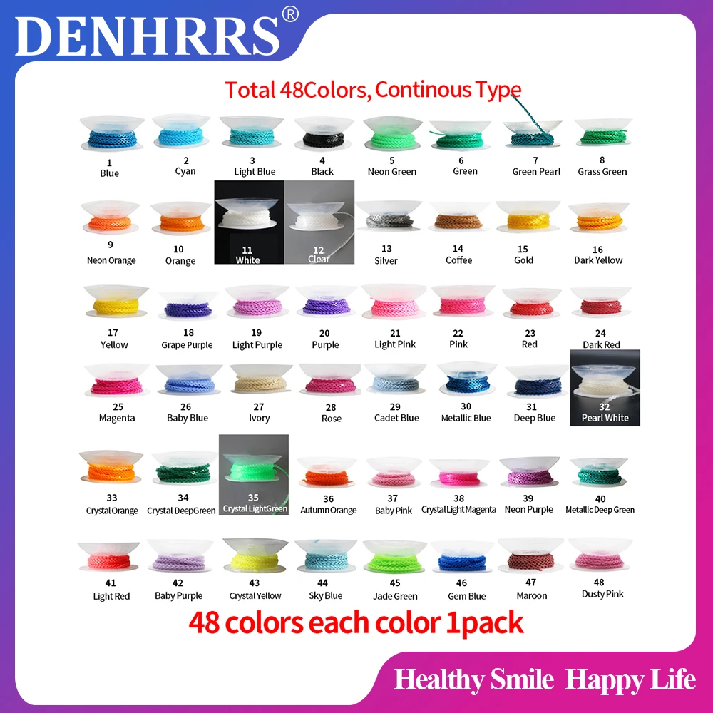 48Colors Dental Elastic Power Chain Continous Orthodontic Bracket Treatment 15Feet