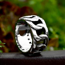 BEIER New Design Stainless Steel Cool Chain Knitting Ring For Men Biker Ring Hollow Fashion Jewelry For Boyfriend Gift