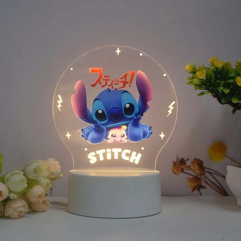 Disney-Lilo & Stitch Cartoon Animation Night Light, Candeeiro de Mesa Decorativo Quarto Infantil, Criativo, Periférico, Presente de Natal