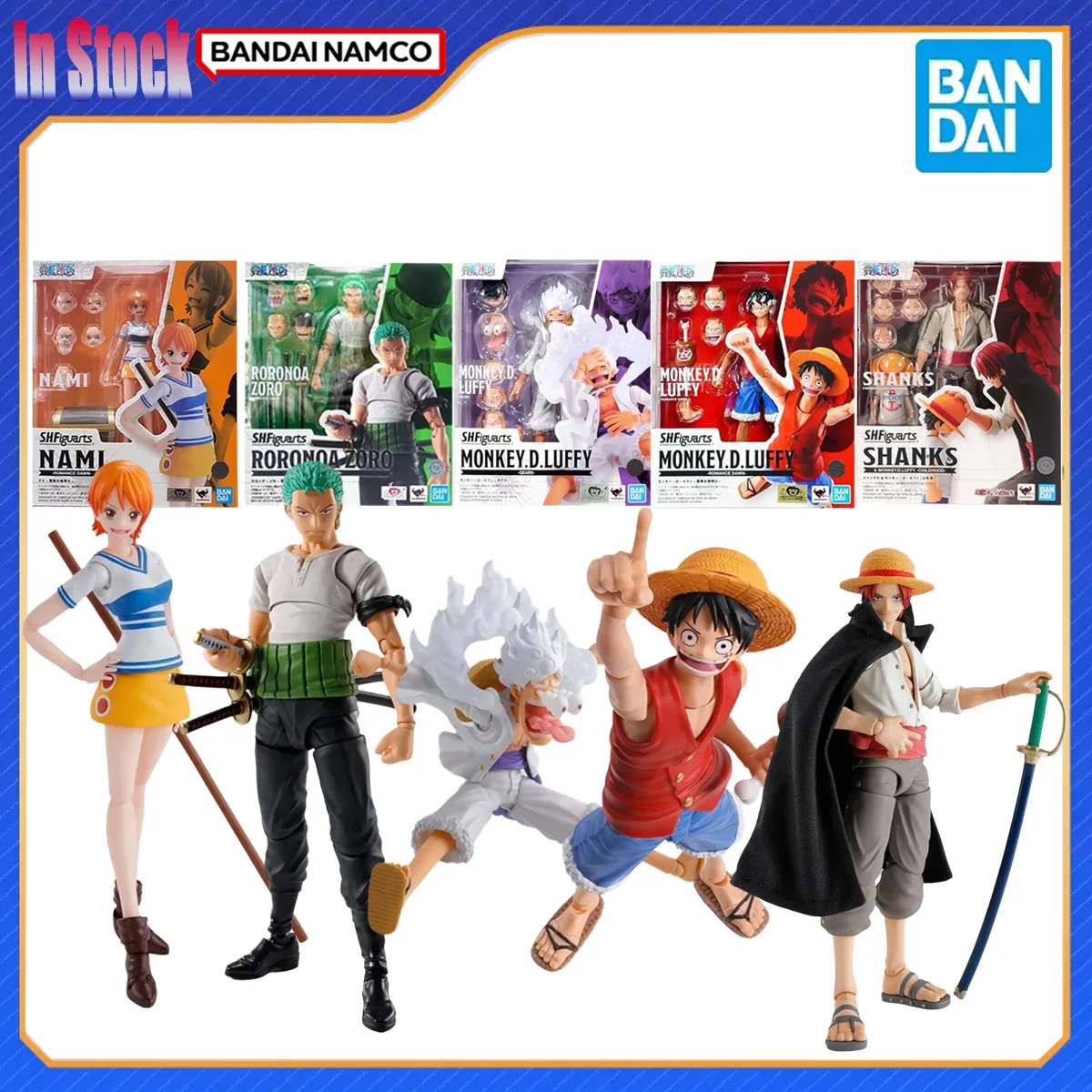 

Оригинальная фигурка Bandai SHF Monkey D Luffy Nami Shanks Roronoa Zoro Romance Dawn, наборы моделей, подарок для детей