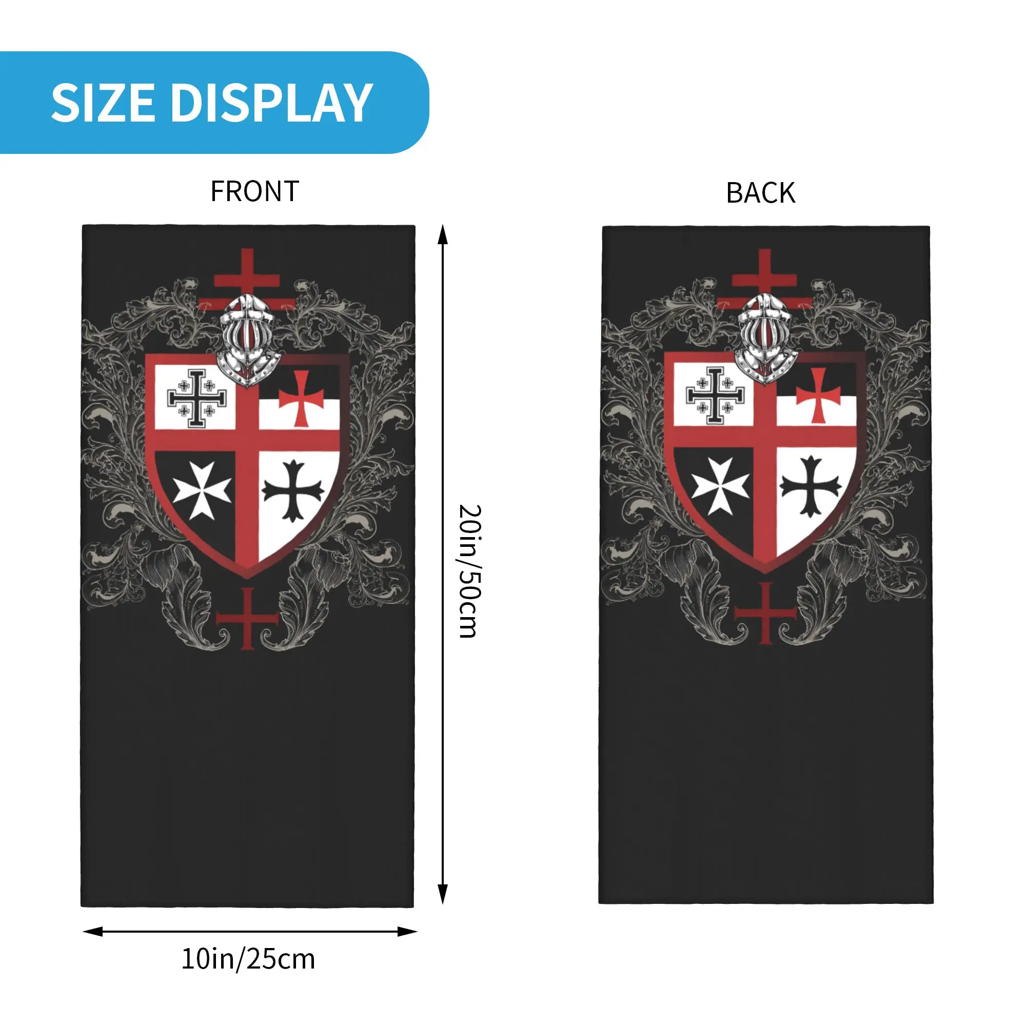 Custom Knights Templar Cross Symbol Bandana Winter Neck Warmer Women Windproof Wrap Face Scarf for Ski Shield  Gaiter Headband