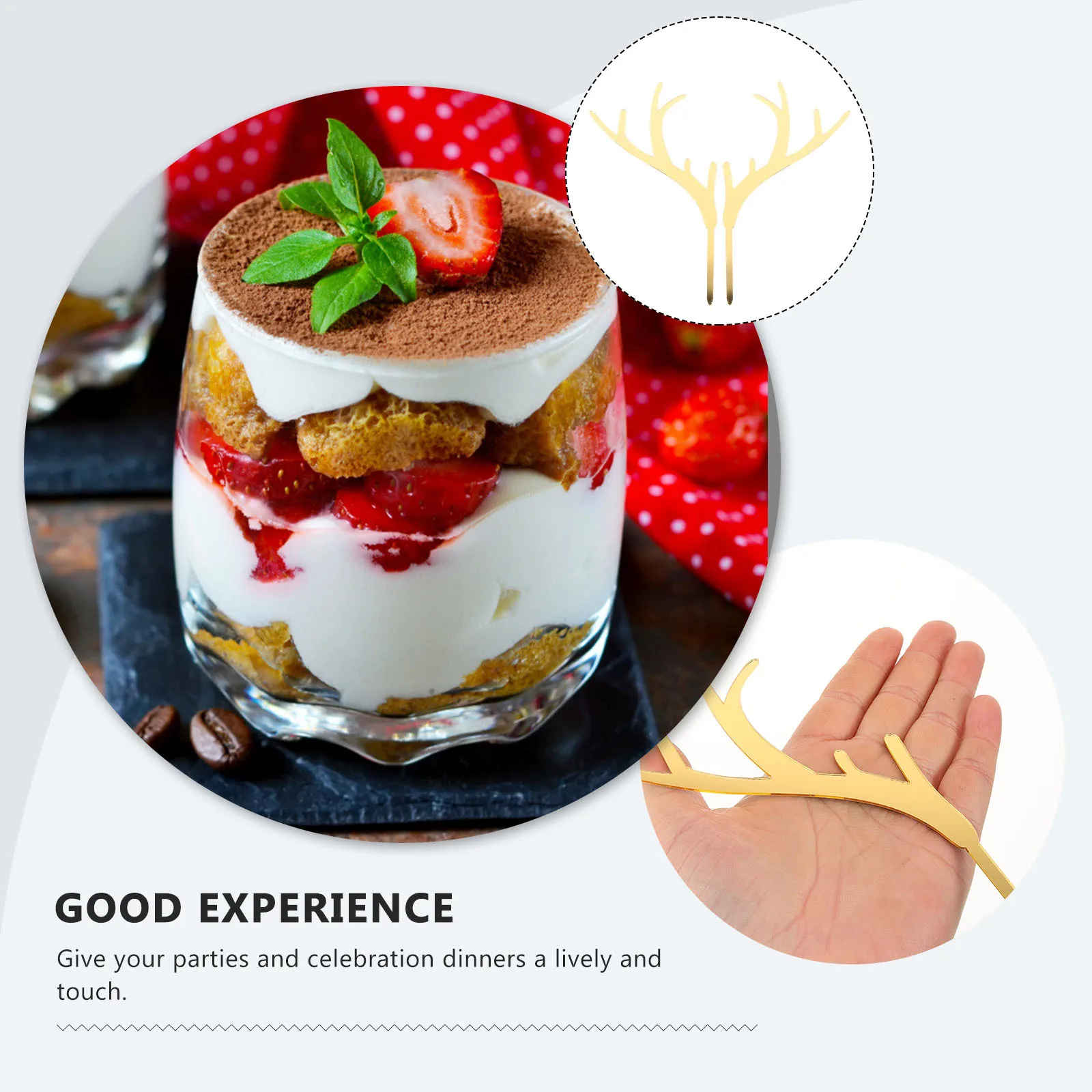 

Christmas Antlers Cake Topper Acrylic Cartoon Design For Holiday Party Decoration Cake Ornament Food Picks Dessert
