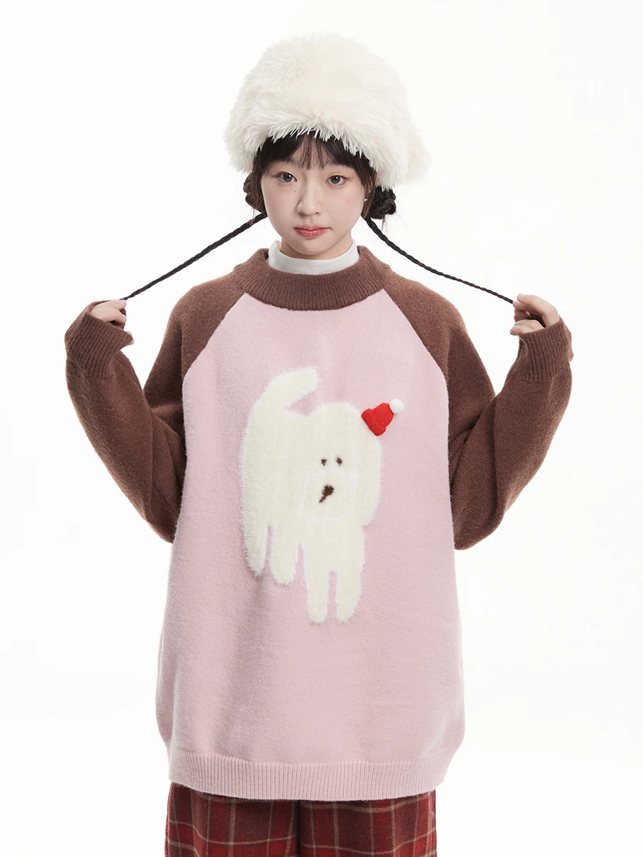 

Карамельно-клубничный свитер с круглым вырезом и вставками на плечах, осенне-зимний, уютный, с защитой от скатывания, для собак.