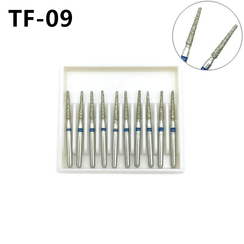 10pcs/set Diamond Burs Dental FG 1.6mm High Speed Drills for Teeth Polishers Dentistry Tool TF-09