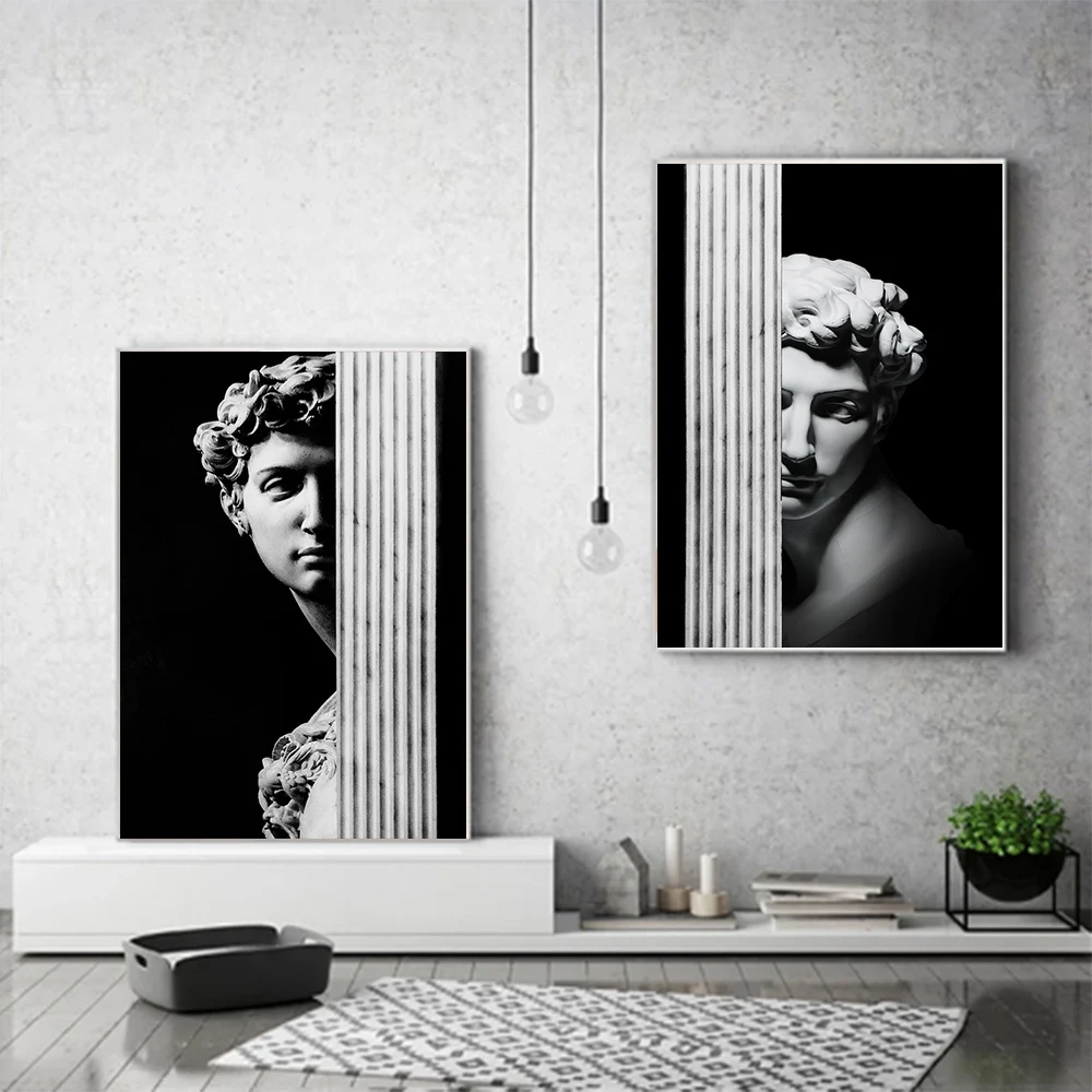 Abstract David Sculpture Wall Art Poster Roman Statue Creative Canvas Painting Modern Home Living Room Bedroom Decorative Mural