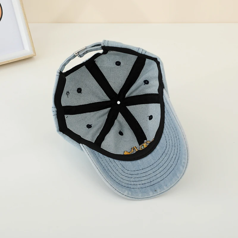 Cowboy Washed Retro Children's Duck Tongue Hat Boys Kids Cartoon Excavator Embroidered Baby Boys Baseball Cap Denim Hats view 5