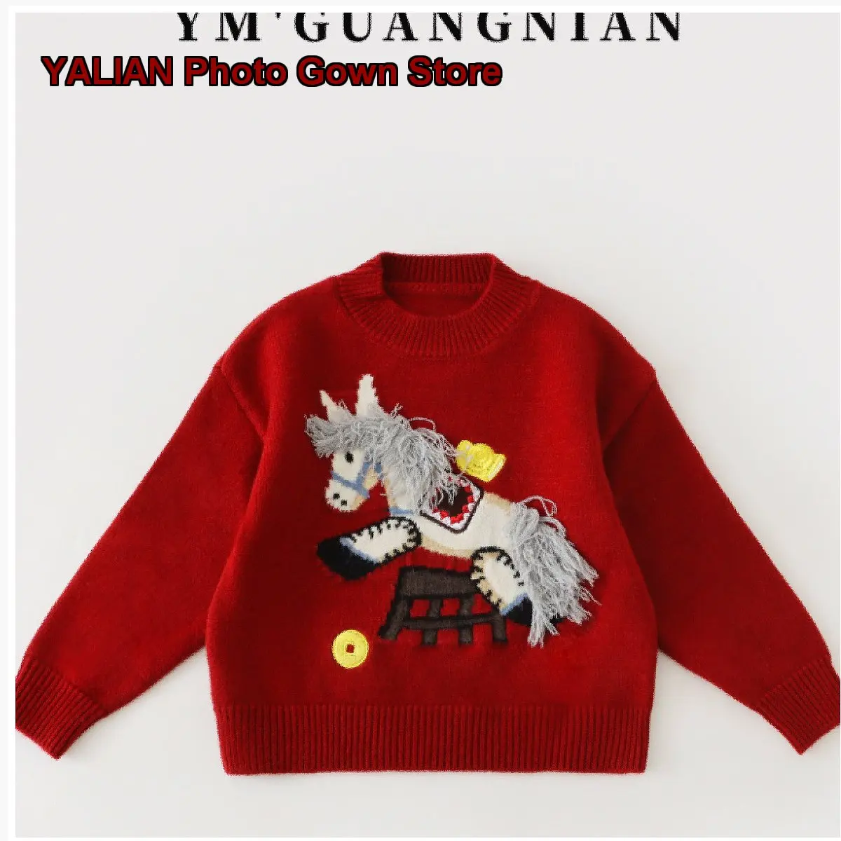 Kids Cotton Cartoon Animal Pattern Pullover Sweater Boys Girls Longevity Wealth New Year Spring Stylish Older Kids