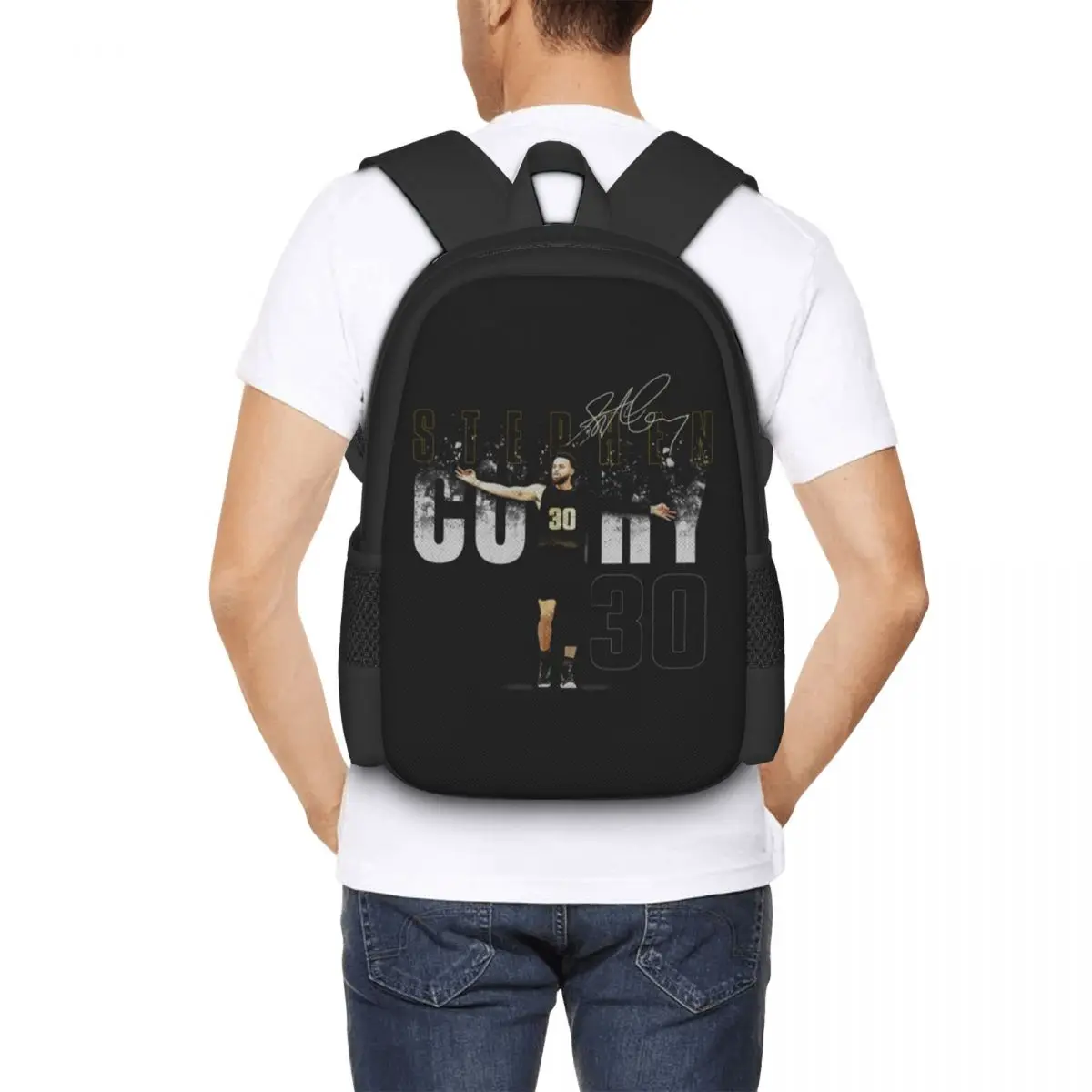 Steph Curry Golden State Dissolve Student Backpack School Bag Hiking Travel Daypack for Boys Girls Fashion Bookbag Shoulder Bags