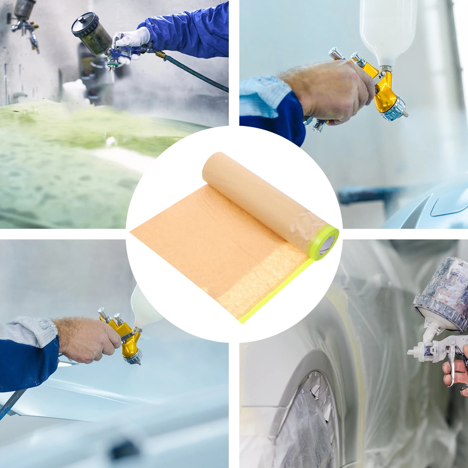 

Masking Film 50cmx13m Paint Masking Paper Furniture Covering Tape Automotive Floor Sprayers Adhesive Kraft Material for Home