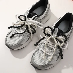 1PCS Double Layered Pearl Bead Bowknot Charm Shoe Buckle Handmade Shoes Clip Decoration Bag Pendant Bow Key Chain Accessories