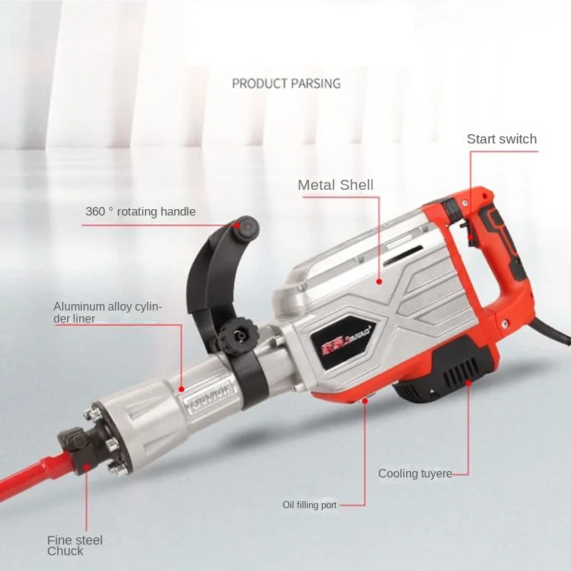 3000W High-Power Electric Pick Large Cylinder Industrial Grade Demolition Wall Slotting Tool for Hardwall Breaking