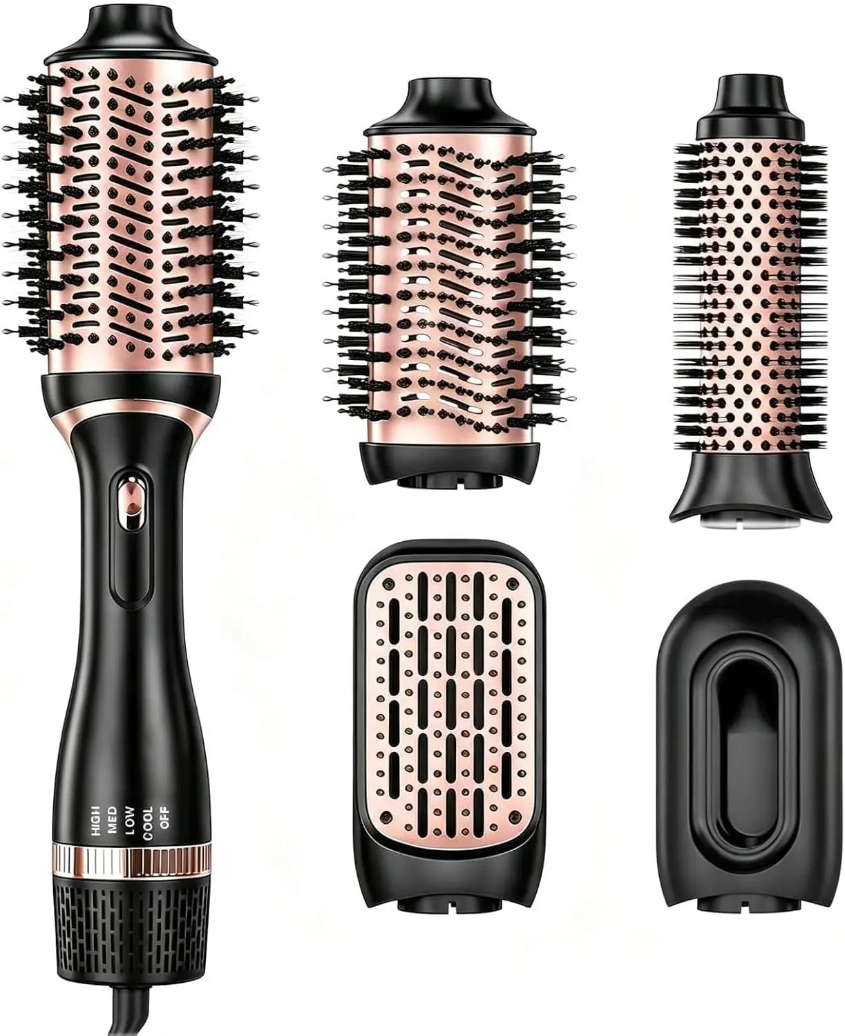 Hot Air Brush Set Including Thermal Round Brush, Blow Dryer Brush and Hair Dryer
