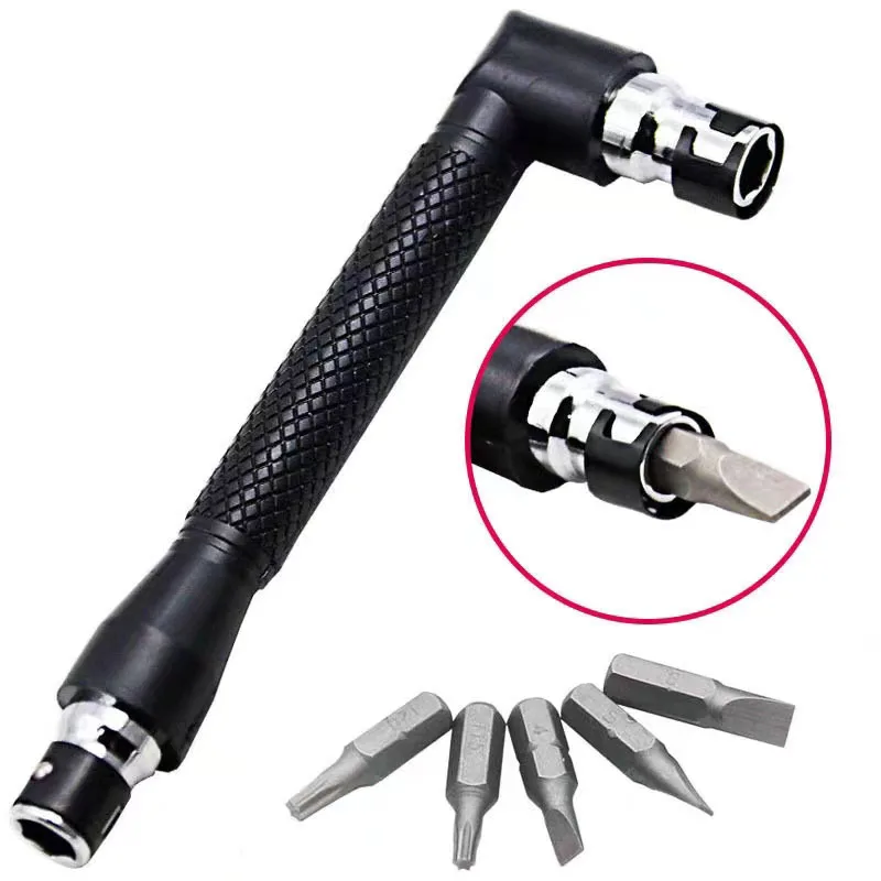 Mini Dual  L-shaped Socket Wrench 6.35mm 1/4" Screwdriver Bits Key Utility Tool And Screwdriver Bit Drill Set Extension Rod