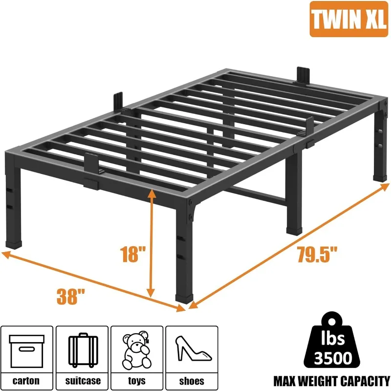 Queen Bed Frames, 16 Inch Heavy Duty Metal Platform Bed Frame Twin Size Support Up to 3500 lbs, No Box Spring Needed