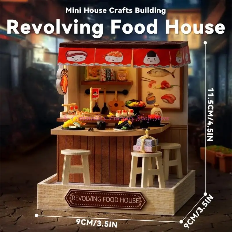 85ae Artistic Miniature Scene Building Set Escena calle Kits ensamblaje casa manualidades madera para