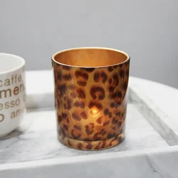 8x9cm Leopard Print Glass Candle Holder Glass Candle Container Multi Color Tea Light Candle Holder Housewarming Gift Home Decor