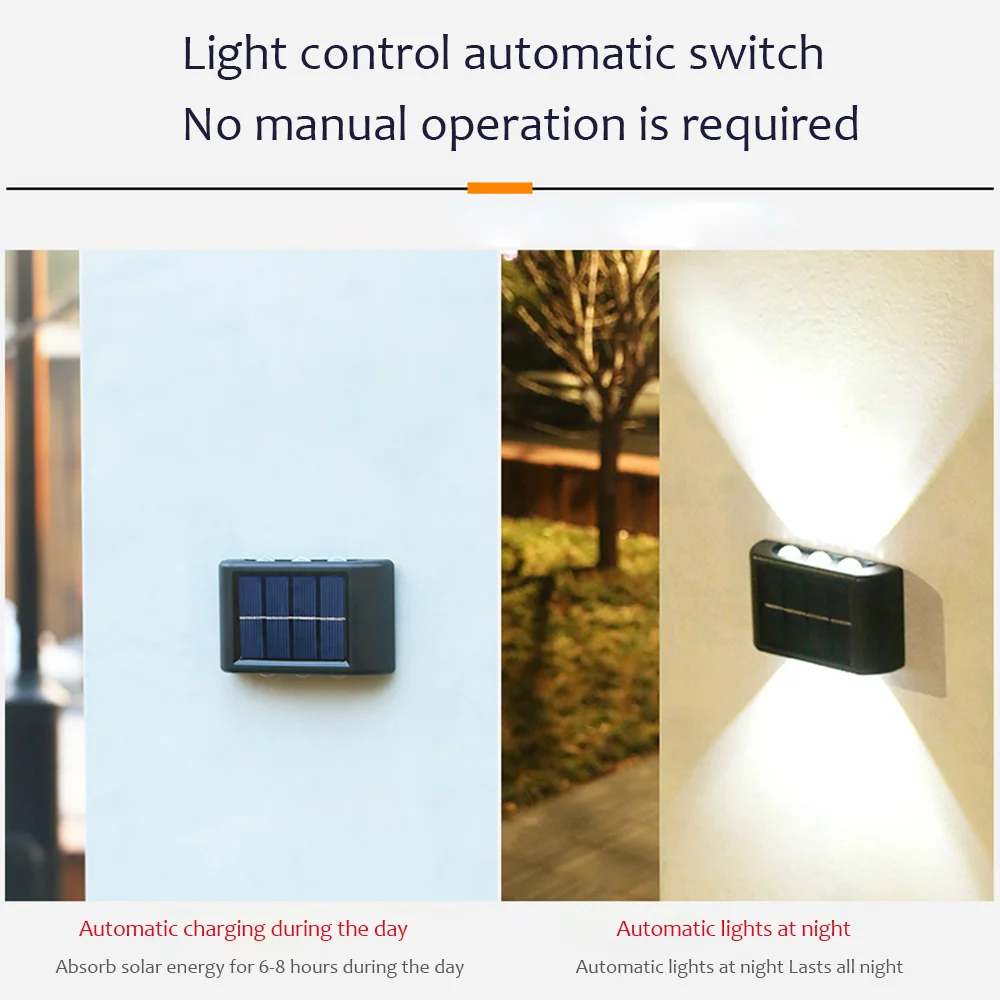 ソーラーホーム壁照明装飾上下10led 14500大面積発光凸ミラー屋外防水ウォールライト