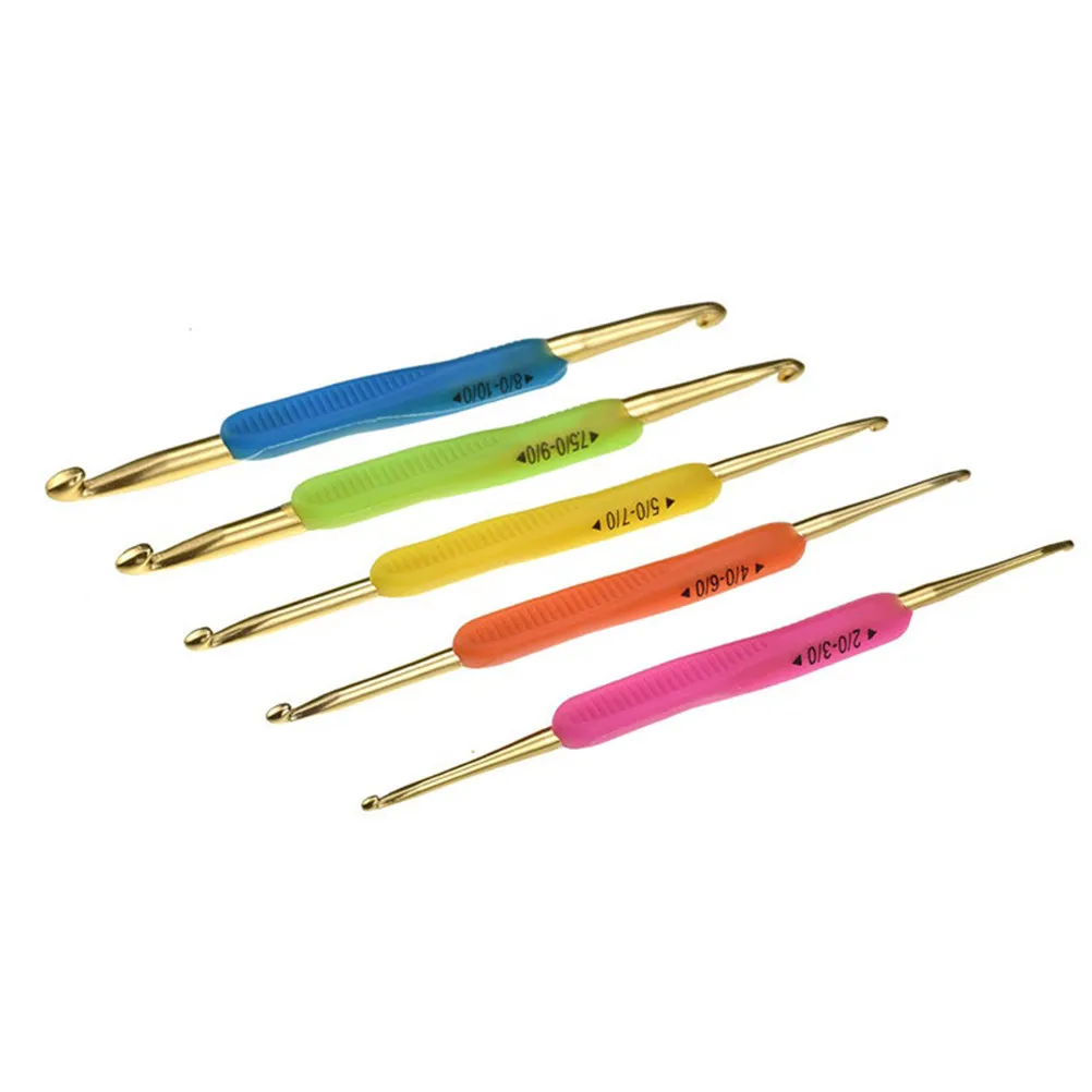 

5Pcs Anti Slip Crochet Hooks Set Ergonomic Tpr Grip Aluminum Hooks Longer Shaft Smooth Yarn Glide for Beginners Advanced