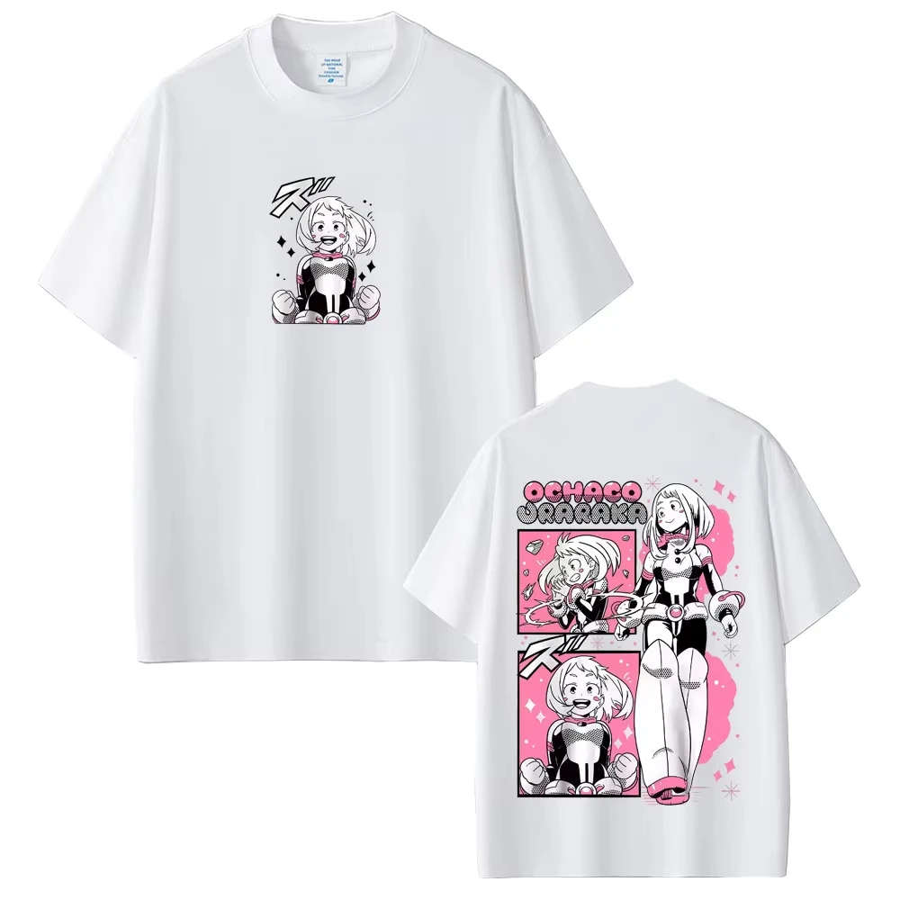 Anime My Hero Academia Print T-Shirt Cartoon Ochaco Uraraka Graphic T Shirts Men Women Clothing Cute Kawaii pure cotton T-shirts