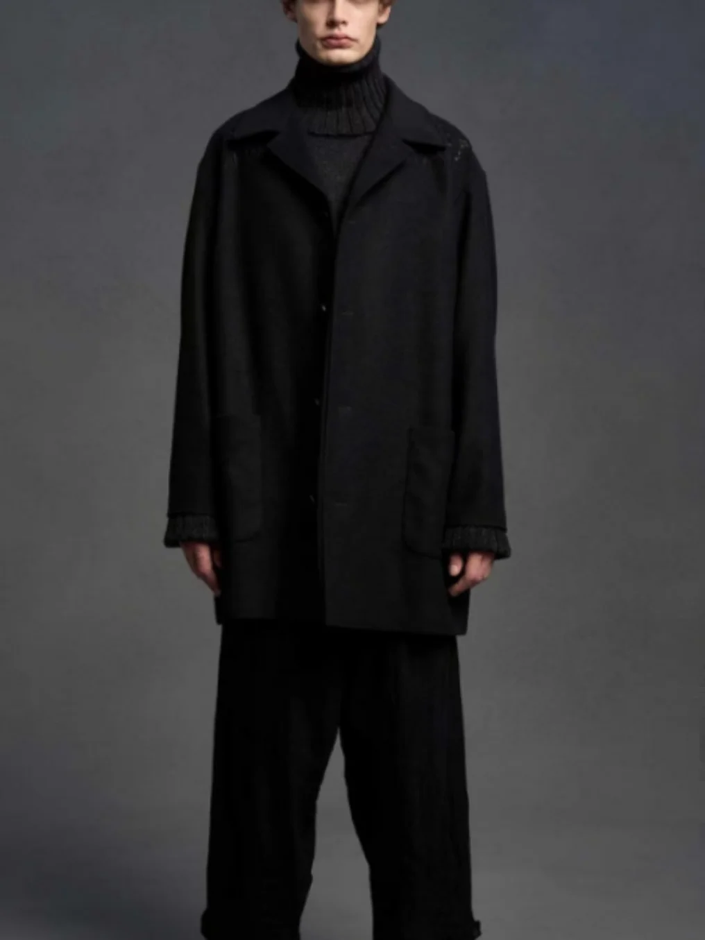 YAMAMOTO-Style Coat 2024 HighQuality Dark Style Wool Coat Autumn/Winter Personality Heavy Industry Trench Coat