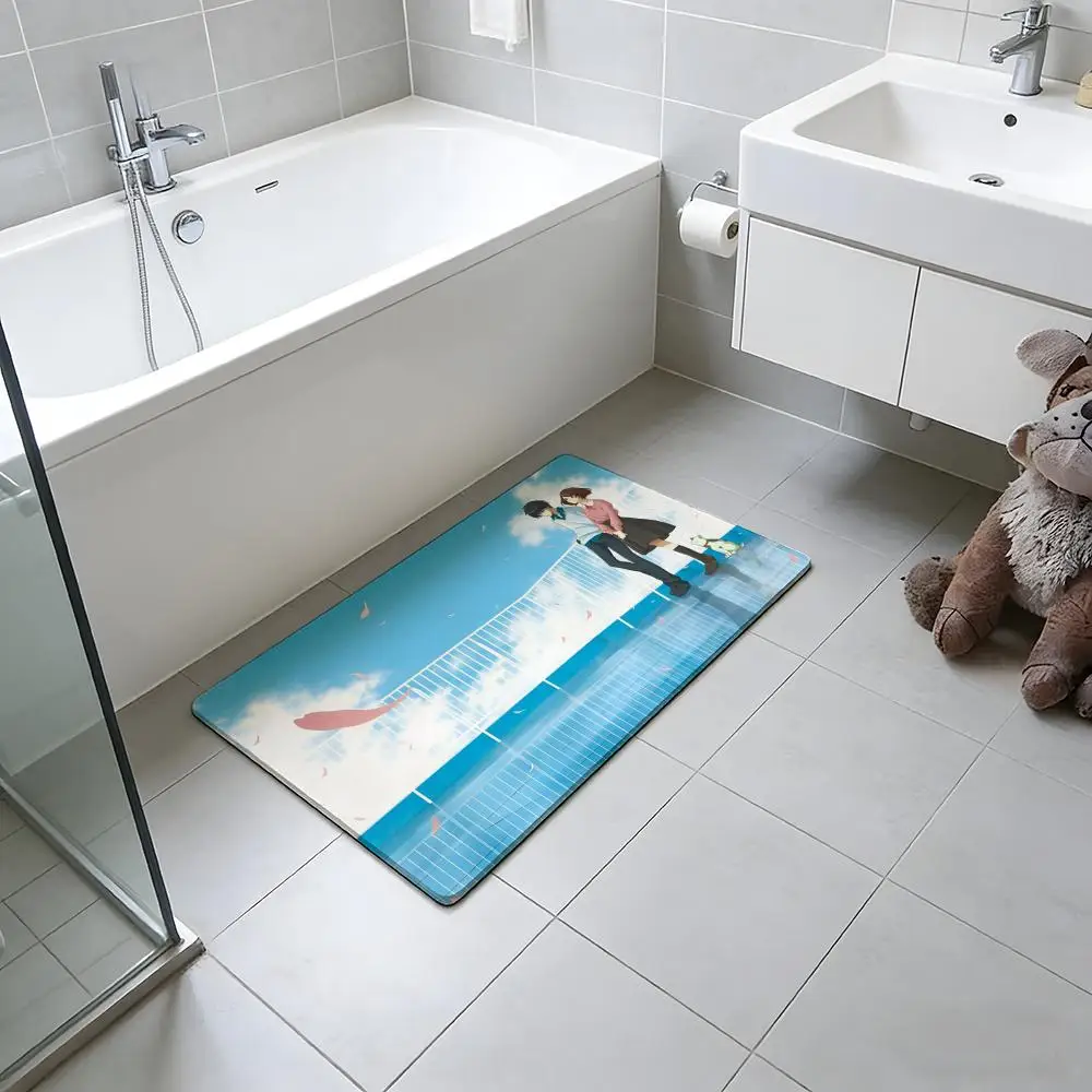 ANIME S-Sakurada R-Reset Floor Mat Absorbent Floor Mat Non-Slip Entrance Rug for Bathrooms Restrooms and Toilets