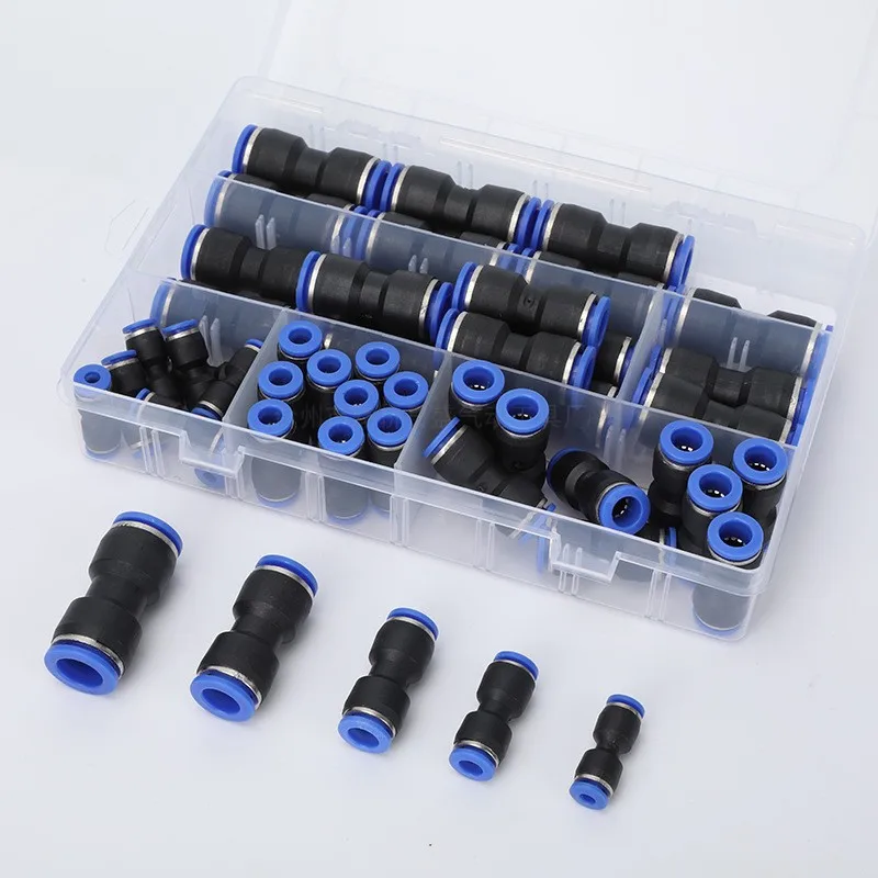 PU through quick plug, plastic box set 4/6/8/10/12 pneumatic connector combination