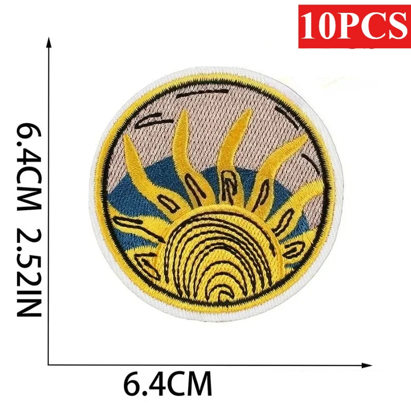 

Cartoon Sun Embroidery 10PCS BULK Wind Chime Embroidery Cloth Label Jungle Cheetah Patch Sticker Bag Decoration Sticker