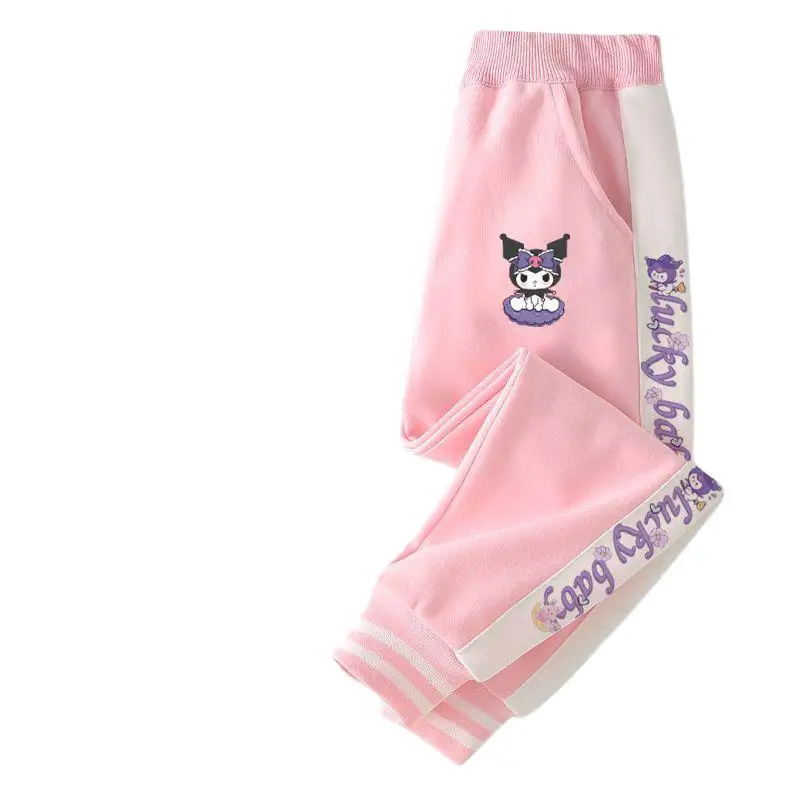 

Длинные штаны Sanrio для девочек Kuromi Kawaii, модные весенне-осенние студенческие спортивные штаны для отдыха, детская одежда