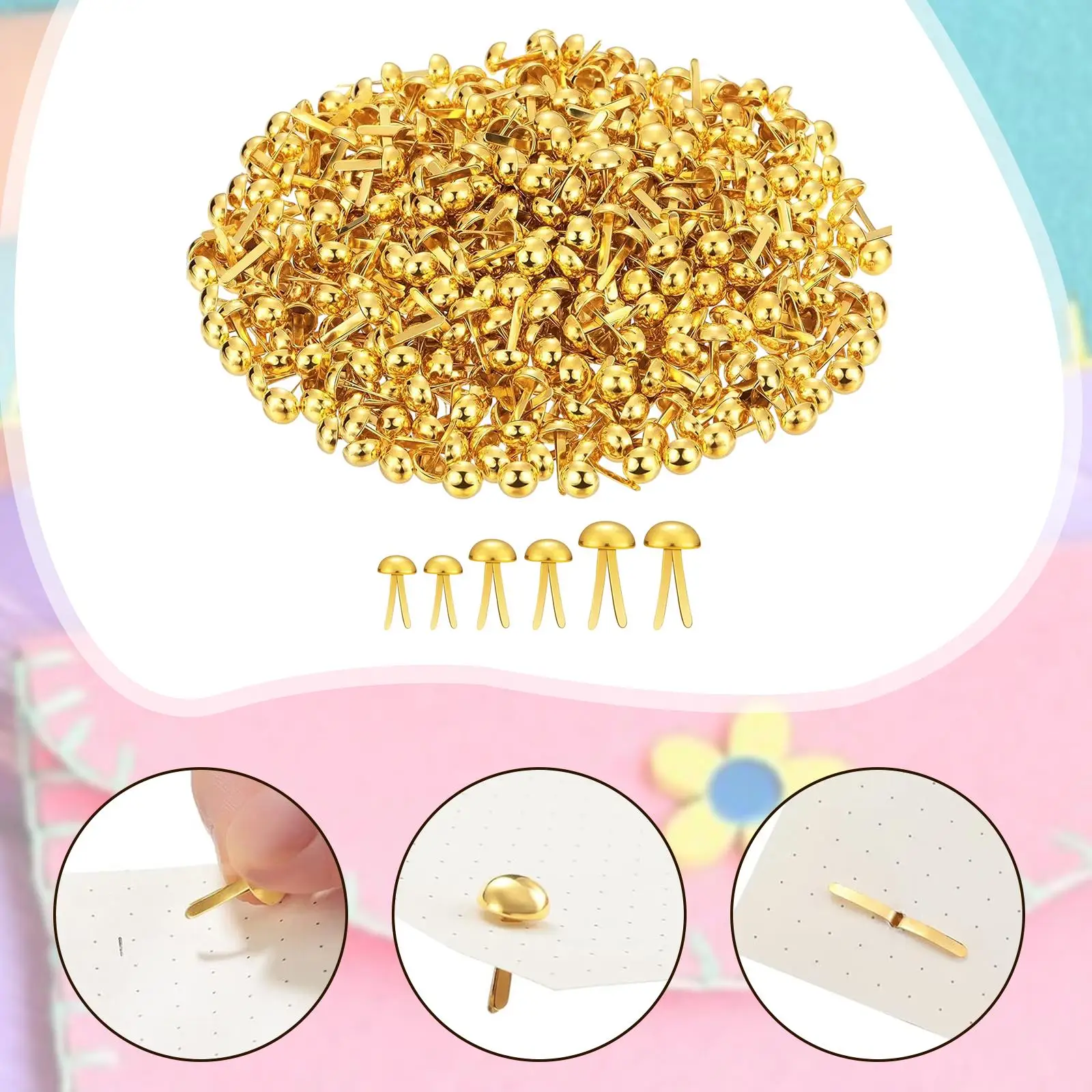 300 Pieces Paper Fastener Brads for Scrapbooking, Modern Art Accessories, Craft Pins, Push Pins, Split Pins for Card Making