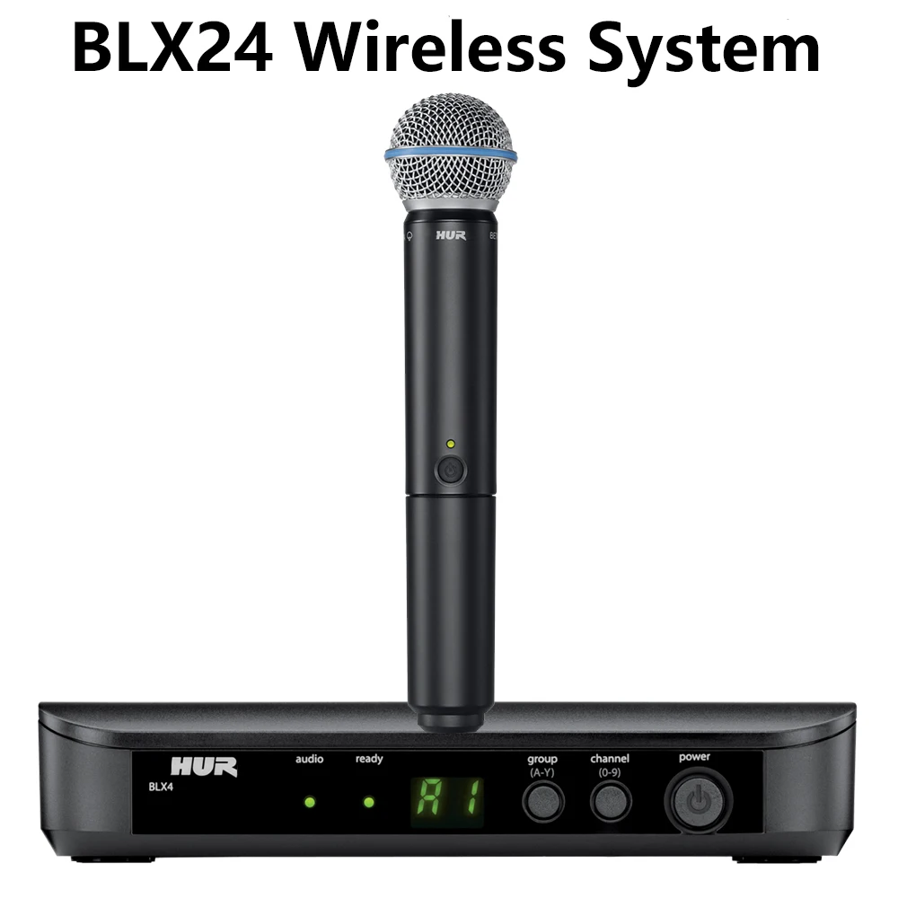 Sistema de micrófono inalámbrico UHF BLX24 BLX4, kit con micrófono de mano BETA58A PG58A S58 para karaoke, presentaciones en escenario, canto, iglesia y discursos.