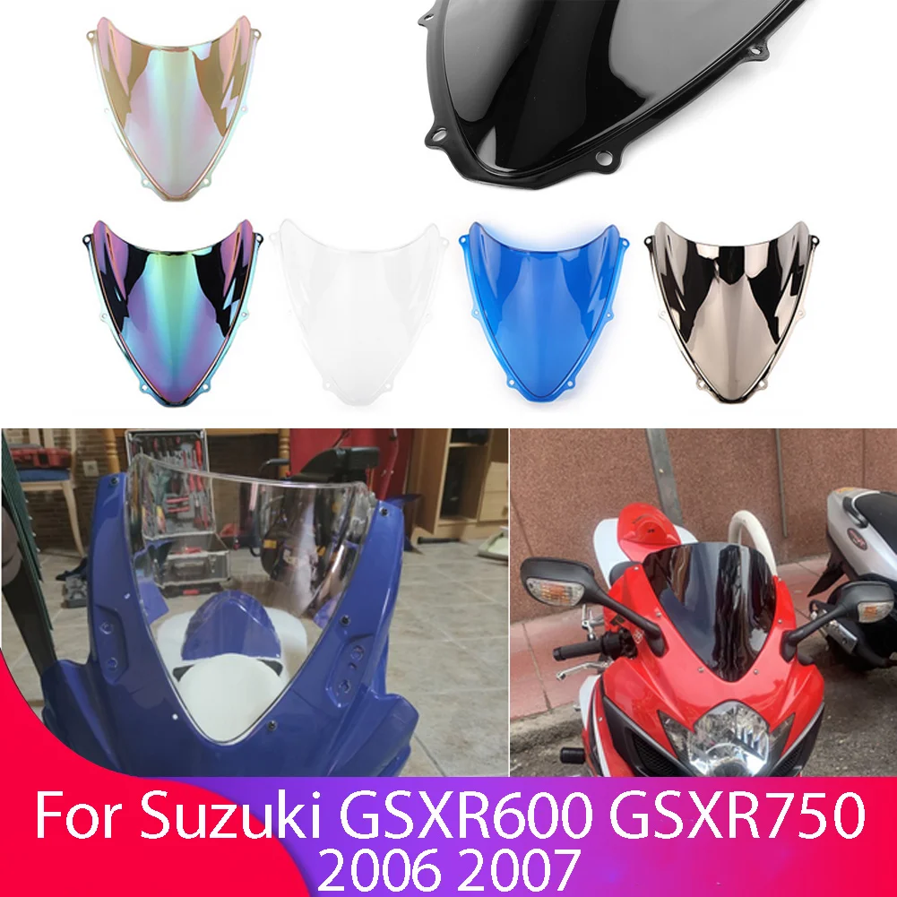 Windshield For SUZUKI GSX-R GSXR 600 750 GSXR600 2006-2007 K6 Double Bubble WindScreen Motorcycle Accessories Fairing Deflector