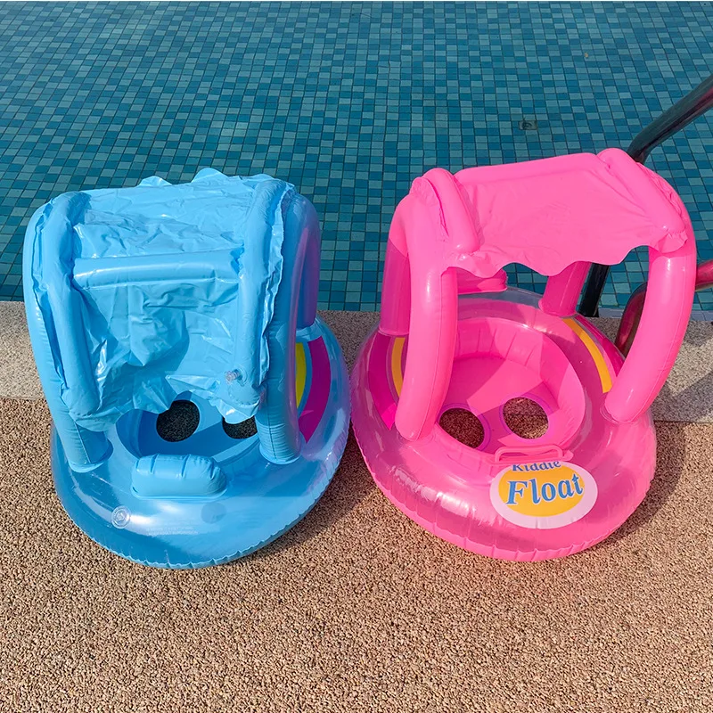 Baby Infant Swimming Circle Pool Float Swim Ring With Sunshade Floating Seat Summer Beach Pool Party Toys Air Mattress