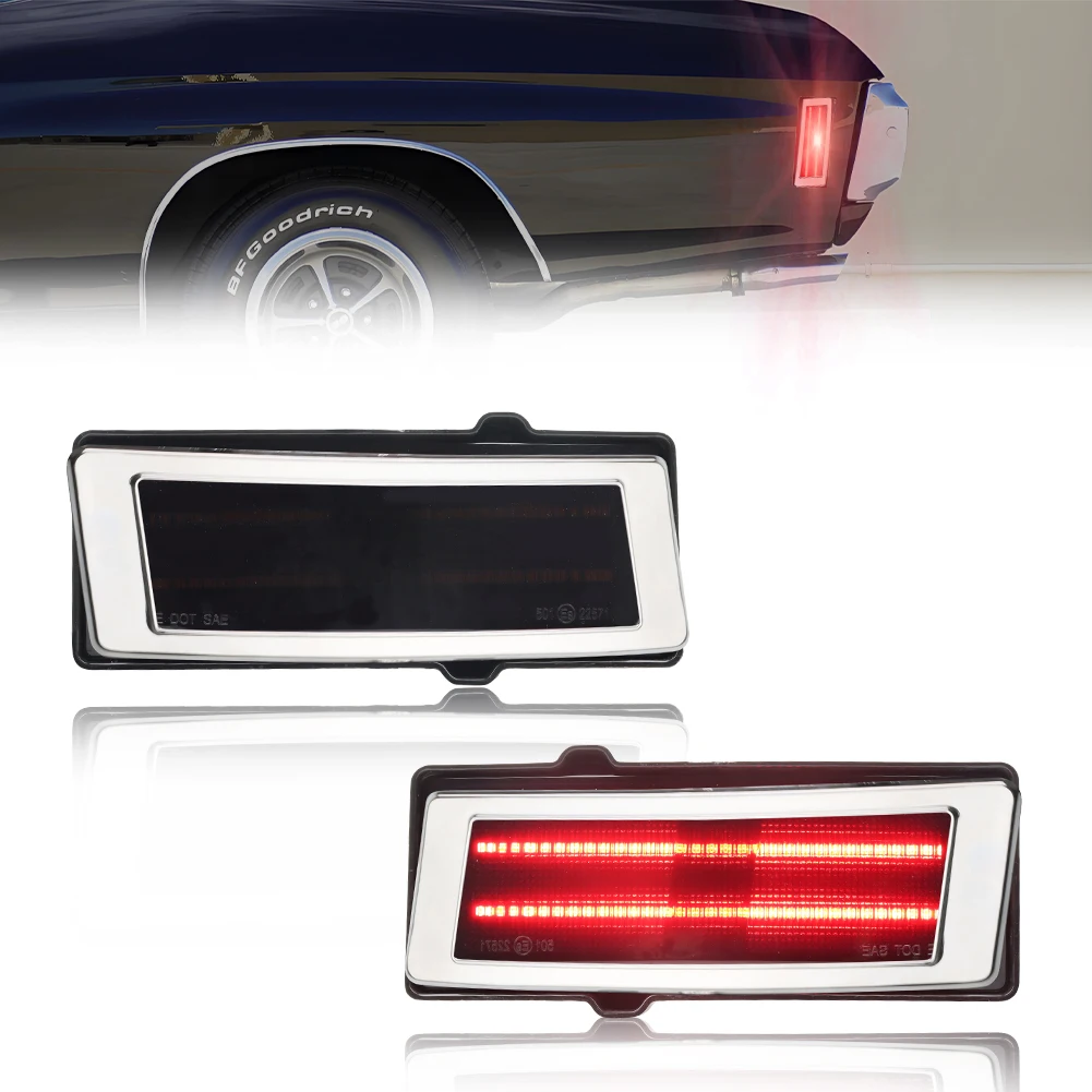 

2X Rear Reflector Light Quarter Marker Light Turn Signal Light With Full Super Bright LED For 1970 1971 1972 Chevy Chevelle