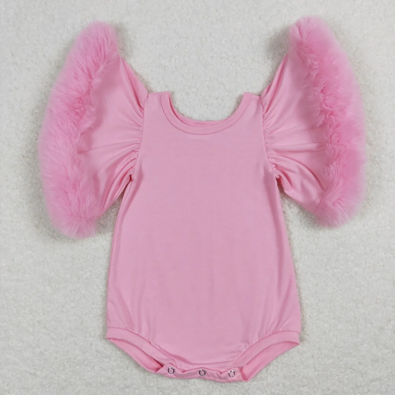 

Wholesale Kids Newborn Pink Romper Fur Short Sleeves Clothing Toddler Infant Children Baby Girl Cotton Jumpsuit One Piece