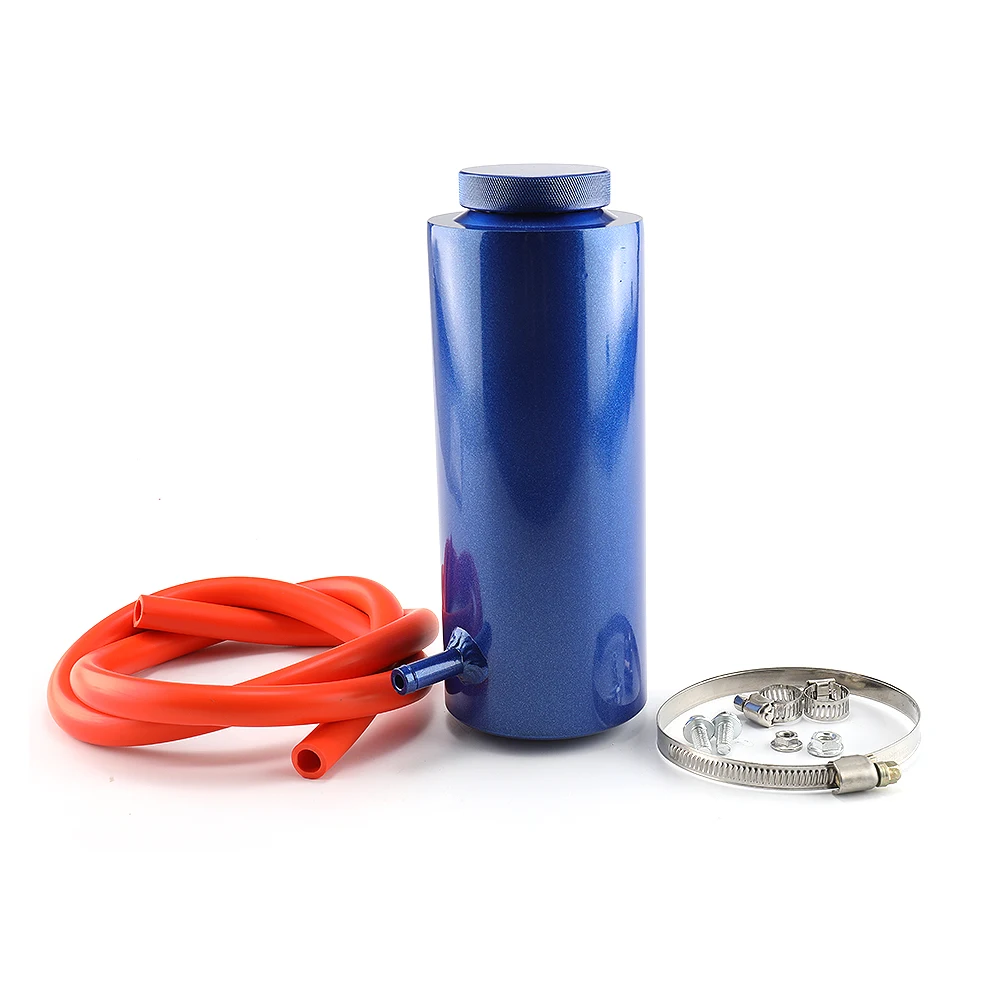 Universal 800ml Aluminum Coolant Expansion Tank - Coolant Overflow Reservoir Kit with Hose & Mounting