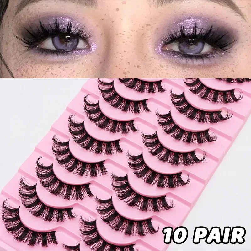 10 paires de faux cils russes moelleux, une pièce, bouclés 3D, naturels, épais, Manga Cosplay, outils de maquillage
