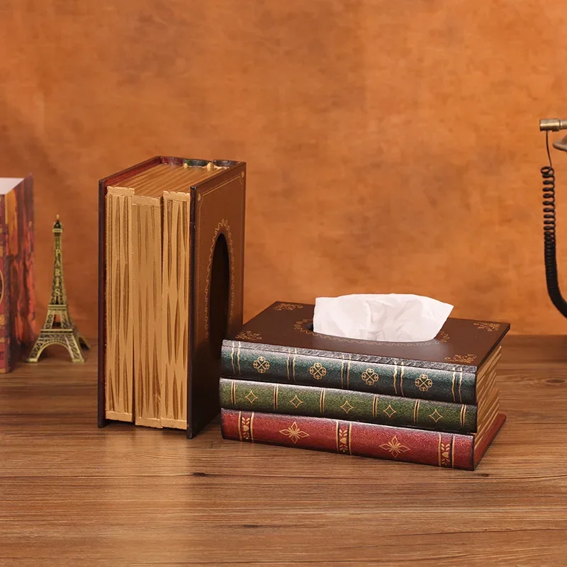 Vintage Tissue Box Paper Storage Holder Table Kitchen Napkin Organizer Box Creative Book Handkerchief Container Home Decoration