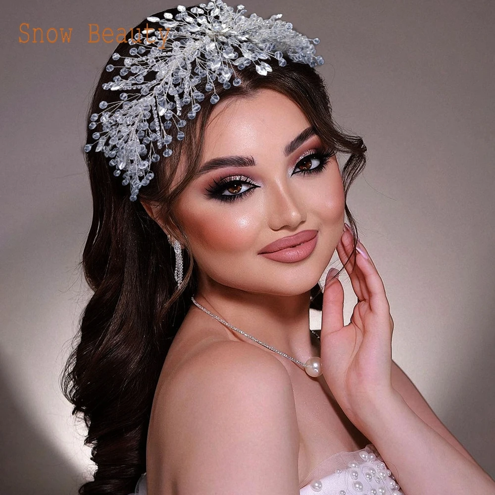 

DZ116 Silver Color Rhinestone Wedding Headband Crystal Hair Accessories for Women Bridal Hair Ornaments Luxury Girls Headdress