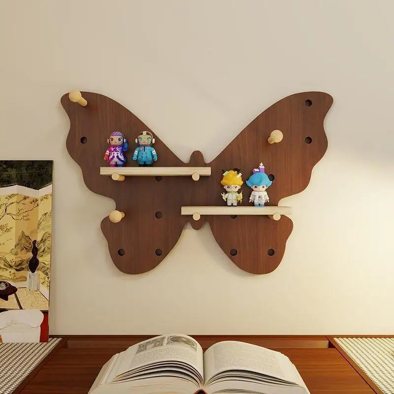 Solid wood ecological board cloud-shaped butterfly-shaped wall-mounted shelf wooden hole board entrance entrance decorative