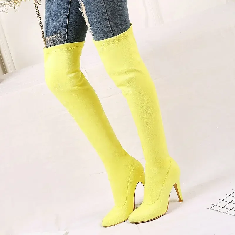 2025 new fashion Fall/Winter Super High Heel Stiletto Lace Up Super Long Scrub Ladies Over the Knee Boots