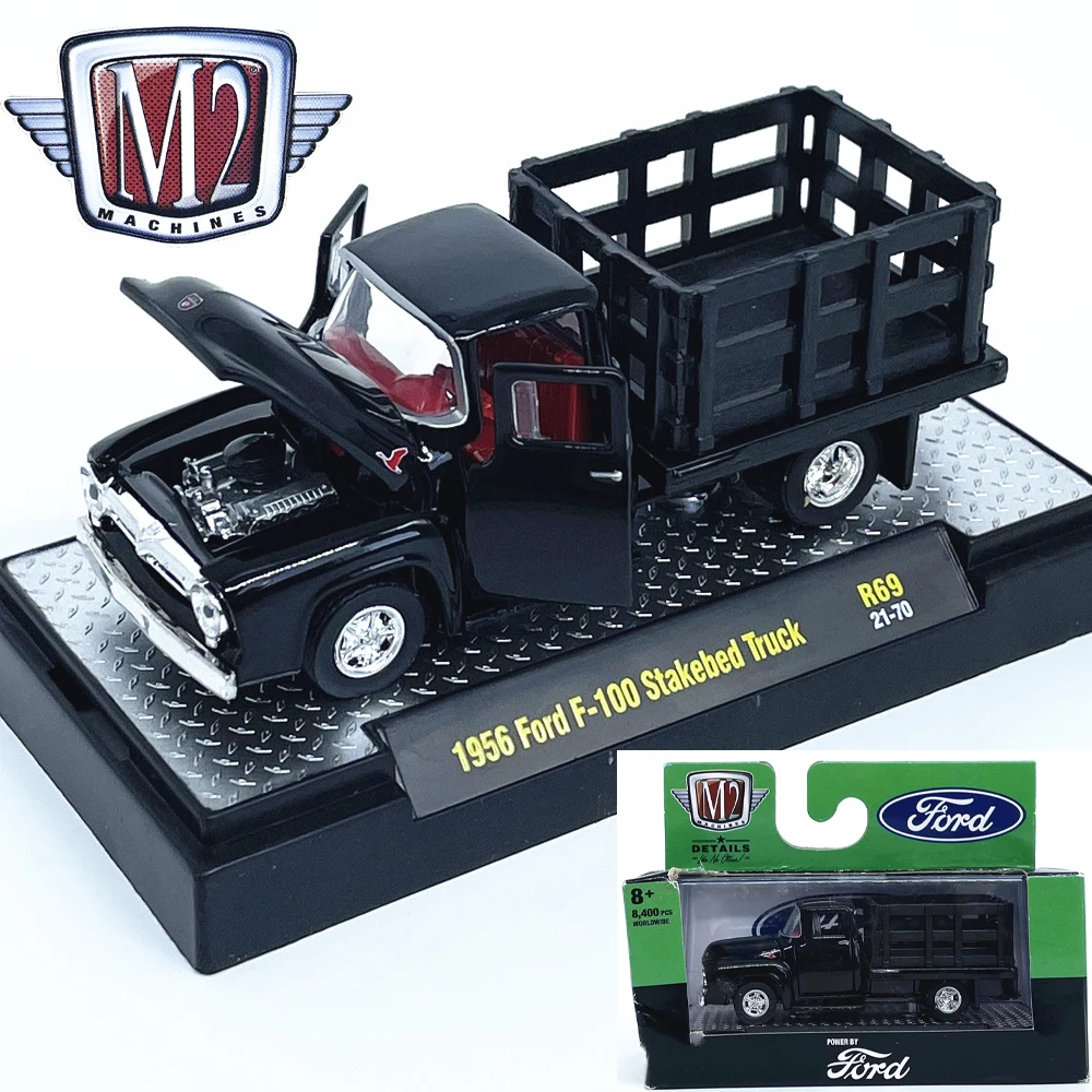 다이캐스트 M2 1:64 스케일 포드 F-100 트럭 시뮬레이션 합금 2025 자동차 모델 수집용 장난감 선물 기념품 디스플레이 장식품