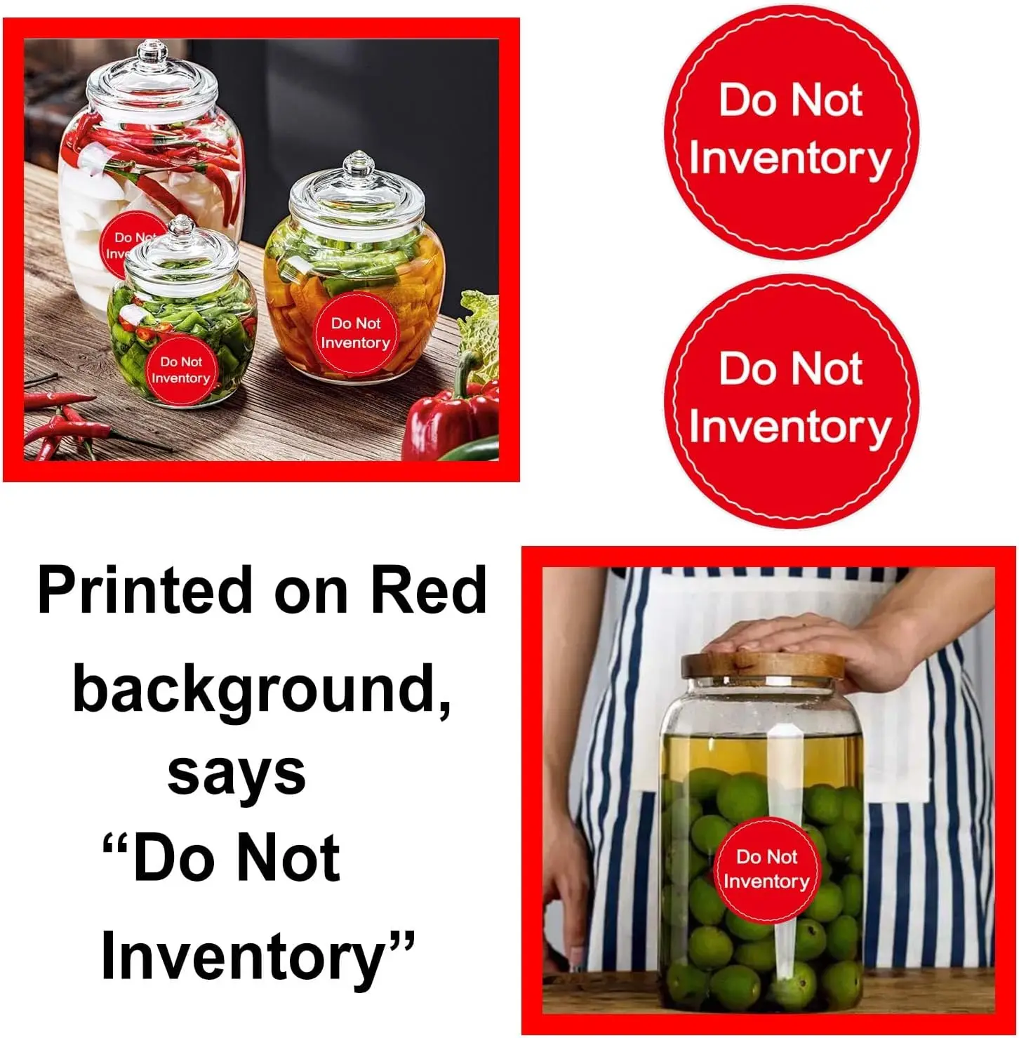 500 Pcs 2-Inch round Red Do Not Inventory Stickers for Warehouse Stock Logistics Control Labels