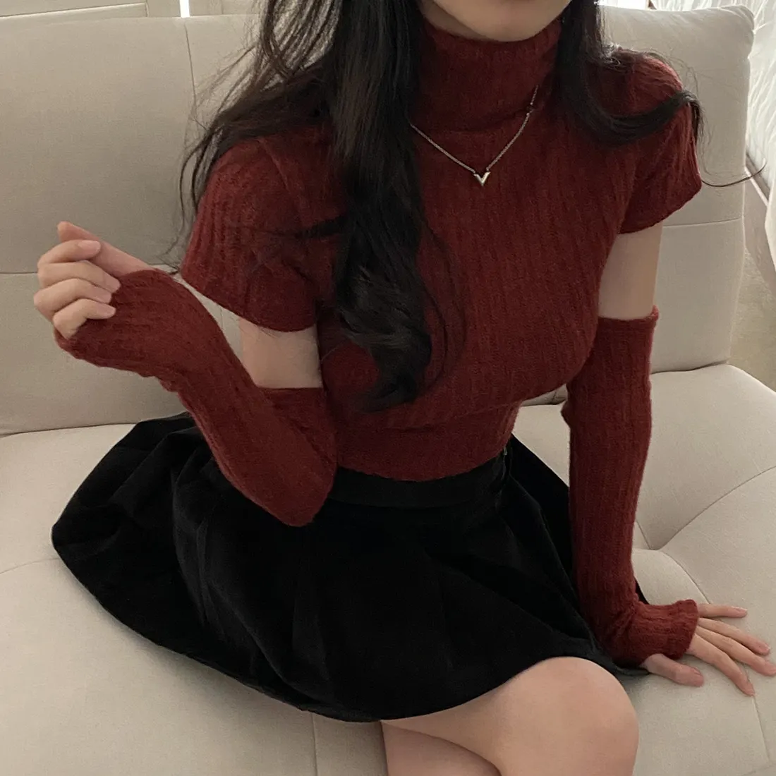 

High Ne Knitted Sweater with Sve Covers Festive Aosphere Slimming Women's Faion Korean Sle Long Sve Regular Fit