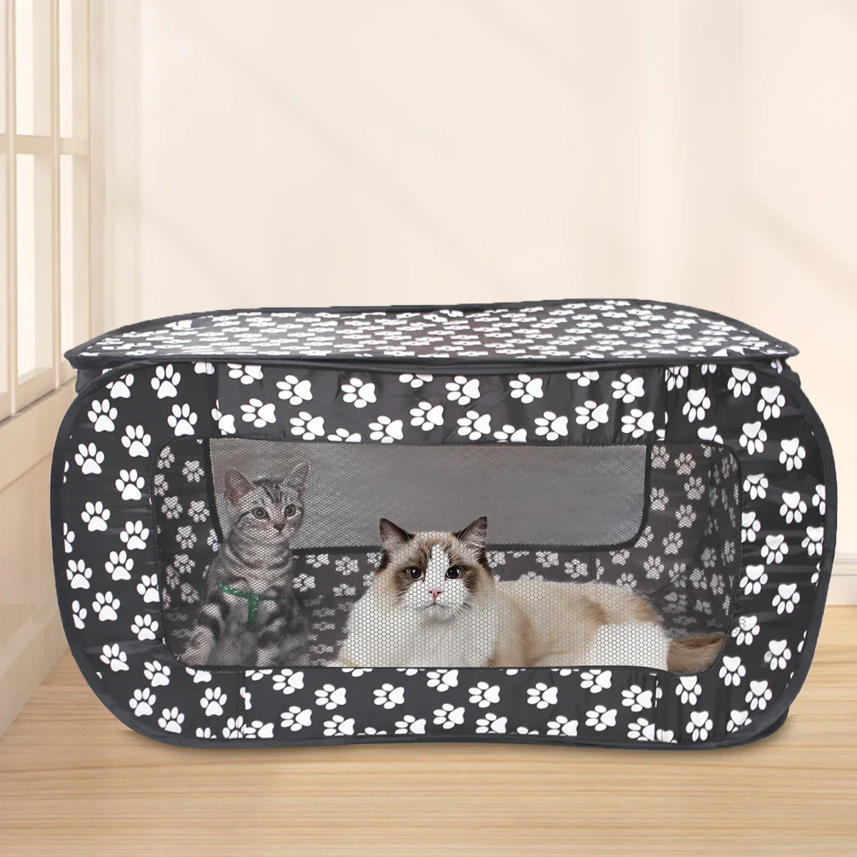 

Indoor & Outdoor Foldable Portable Pop-Up Pet Carrier Tent with Mesh Window Zippered Door for Pet Small Dog & Cat Travel Carrier