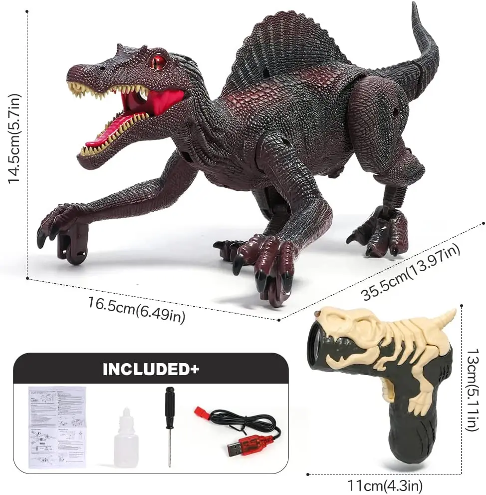 Laser Tracking RC Dinosaur Toys for Kids Remote Control Robot Verisimilitude Sound Spray for Kids Boys Girls Children's Gifts