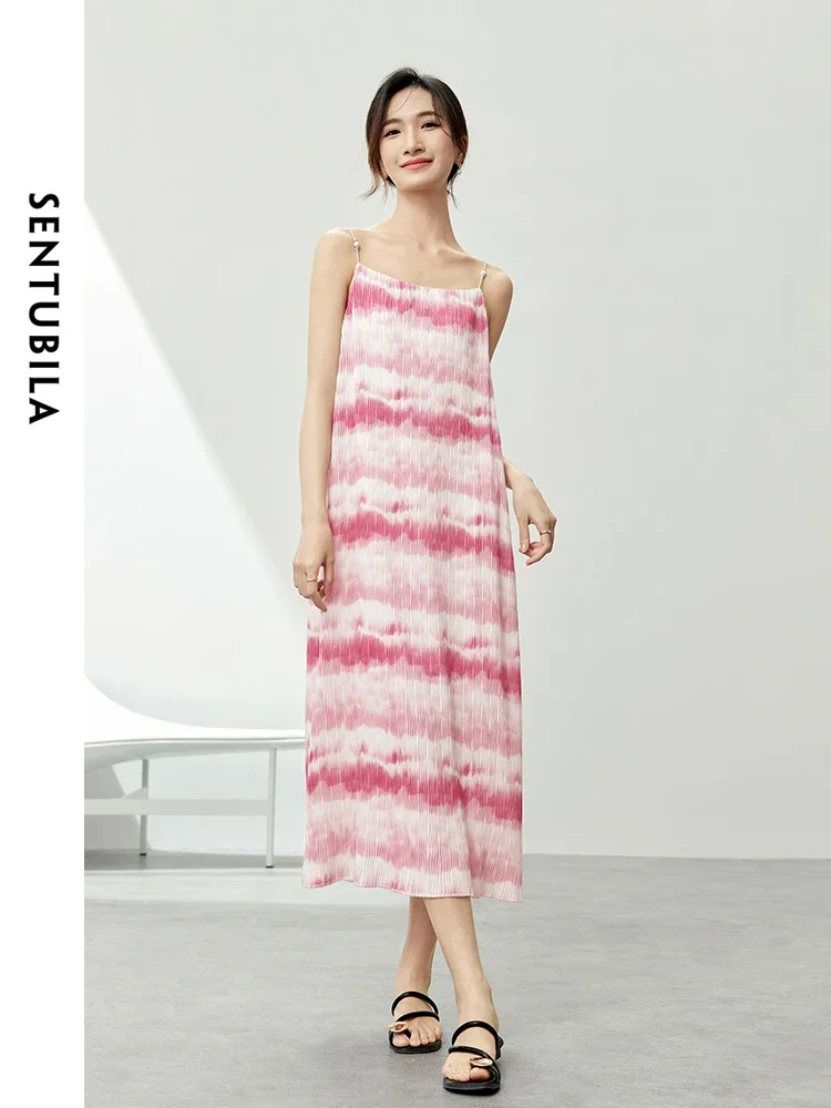 

SENTUBILA Summer Gradient Vacation Dresses for Women 2024 Fashion Loose Waist Sleeveless Long Dresses Female Clothes 142L53985