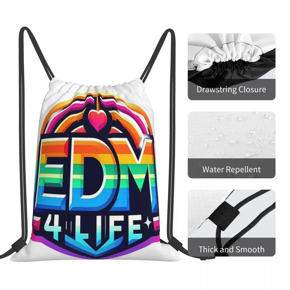 EDM 4 LIFE - EDC 휴대용 배낭, 드로스트링 번들 포켓 잡화 가방, 남녀공용 책가방