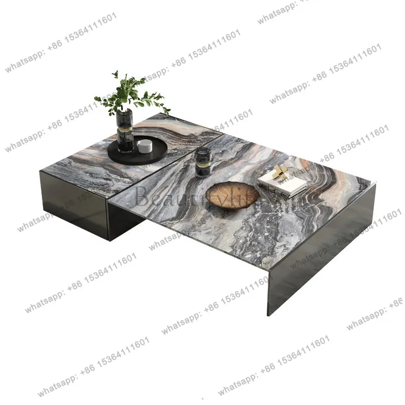 

Italian light luxury natural marble luxury stone coffee table living room square
