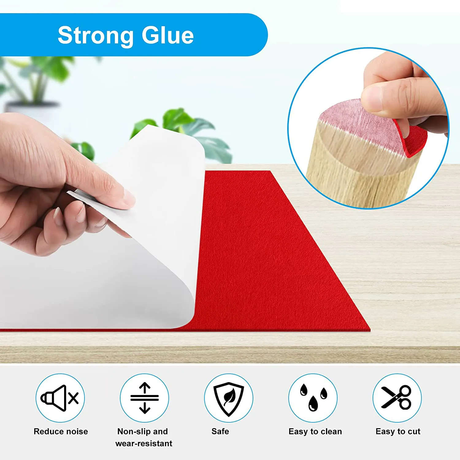 粘着フェルトグライダー、多目的パッド、赤いマットテープ、家具グライダー、40x150 cm