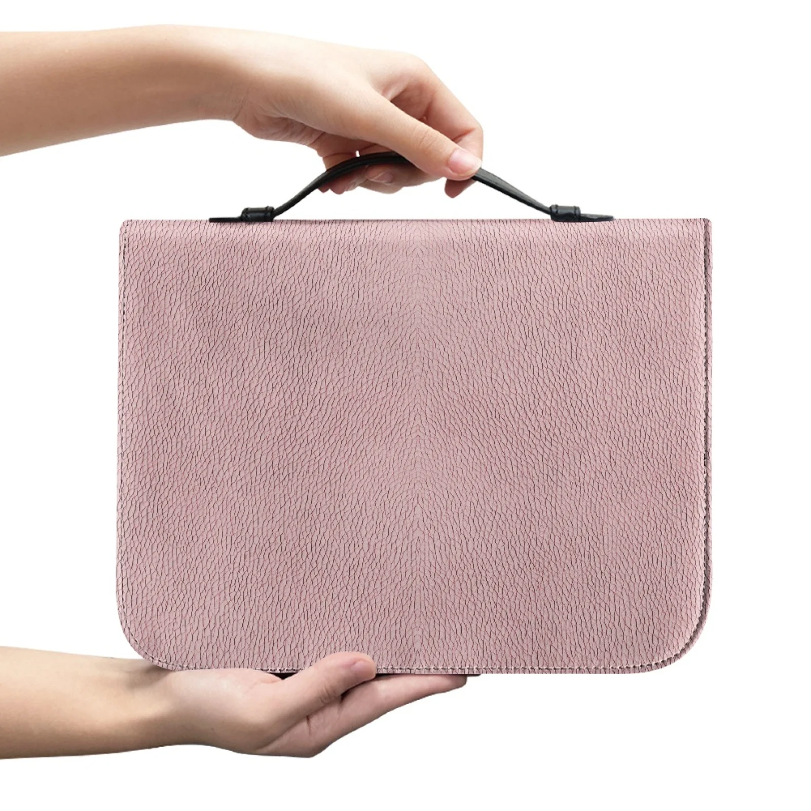 XIXIRIMIDO Pink Dusty Texture 2026 New Portable Church Bible Bag for Men PU Leather Bible Cover